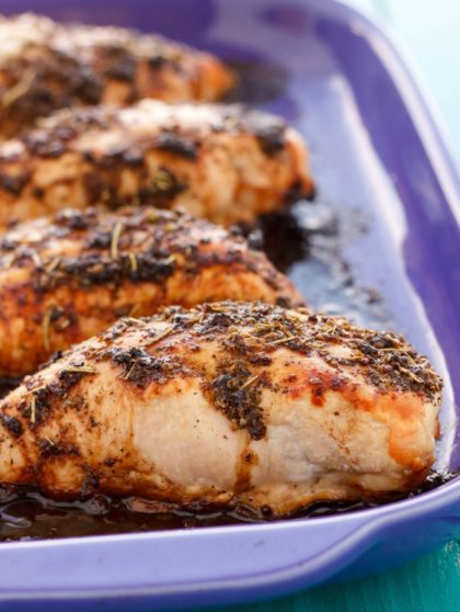 Balsamic Glazed Chicken with Pesto Roasted Vegetables (Ideal Protein)